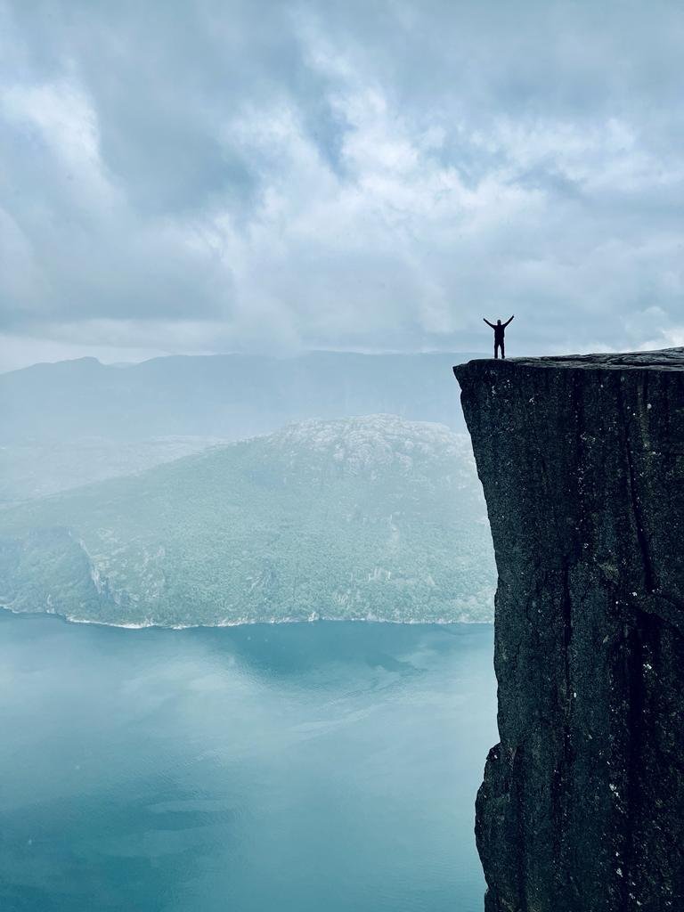 Breathtaking viewpoint over a fjord in Norway - a must for every motorcycle tour.